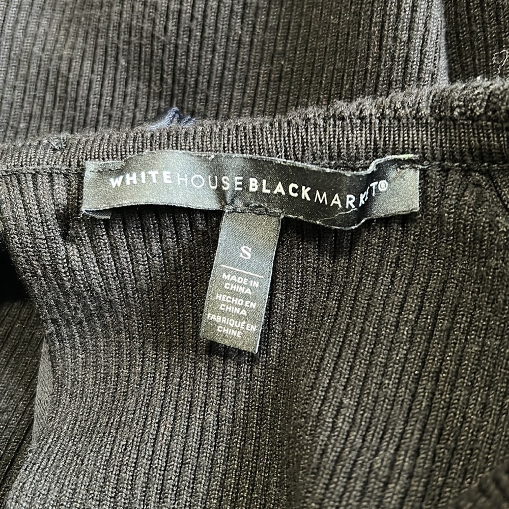 White House Black Market Bow Back Sweater Black Long Sleeve Keyhole Sz S - Picture 10 of 12